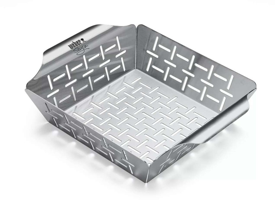 Grills & Outdoor Cooking * | Weber Grill Cookware Small Stainless Steel Grill Basket