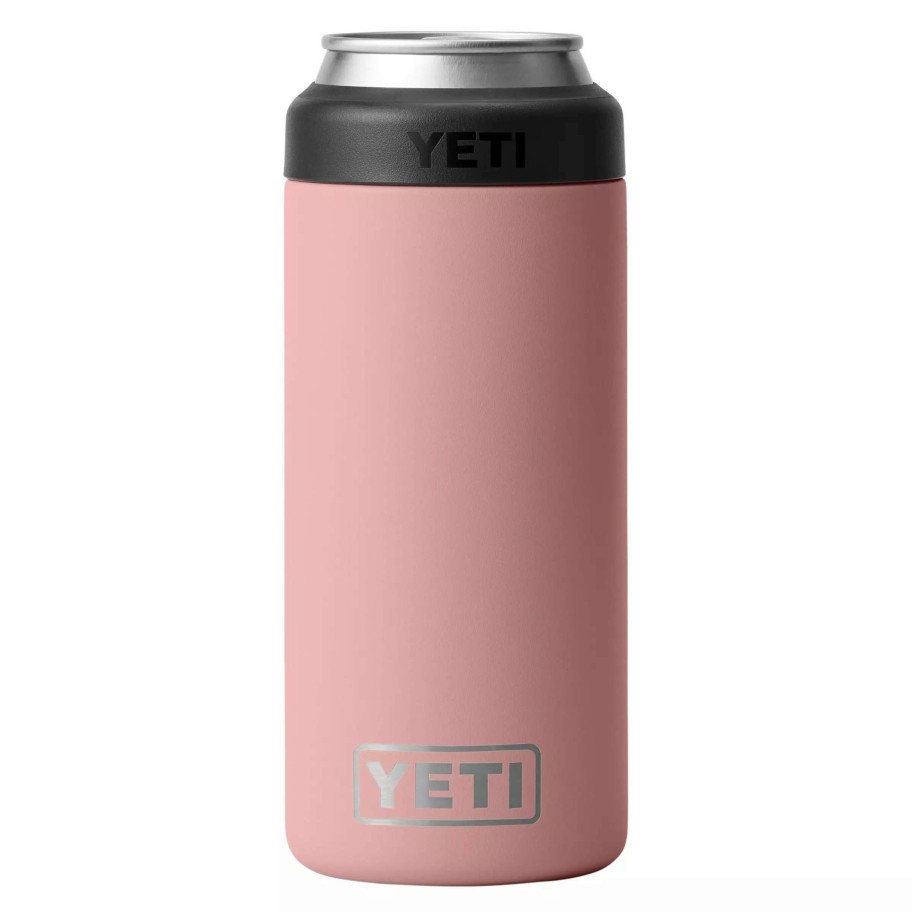 Coolers & Water Bottles * | Yeti Drinkware Accessories Rambler 12-Oz Stainless Steel Colster Slim Can Insulator, Sandstone Pink