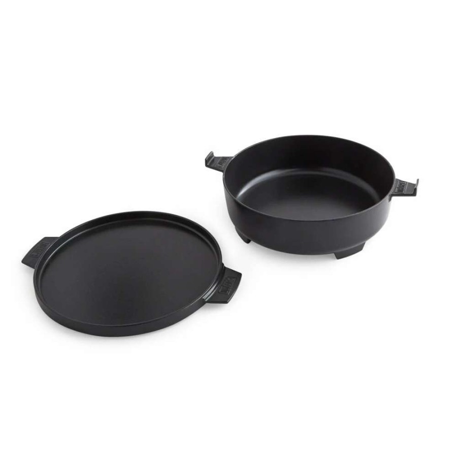 Grills & Outdoor Cooking * | Weber Grill Cookware Porcelain-Enameled Cast-Iron Grill Pan Set