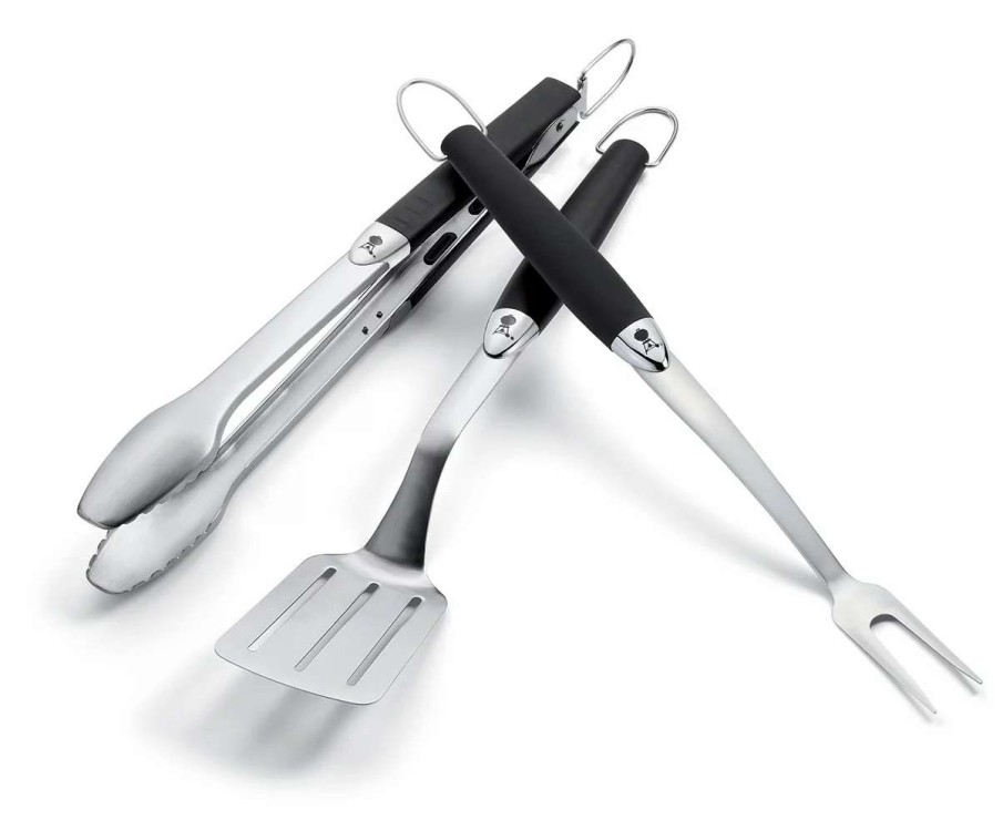 Grills & Outdoor Cooking * | Weber Grilling Tools & Utensils 3-Pack Stainless Steel Tool Set