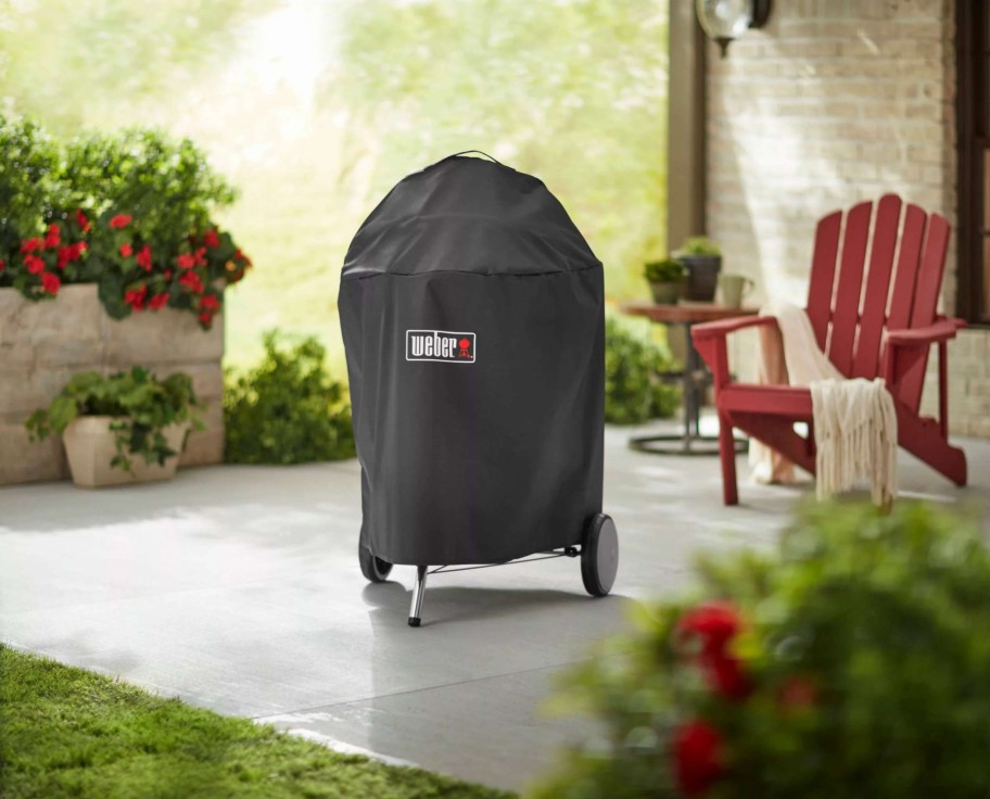 Grills & Outdoor Cooking * | Weber Grill Covers 25-In W X 35-In H Black Charcoal Grill Cover