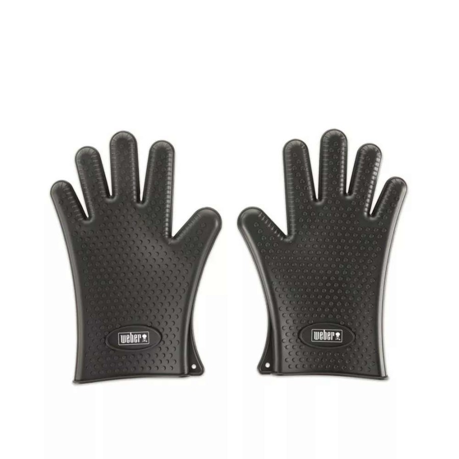 Grills & Outdoor Cooking * | Weber Grilling Apparel 2-Pack Black Silicone Grill Gloves