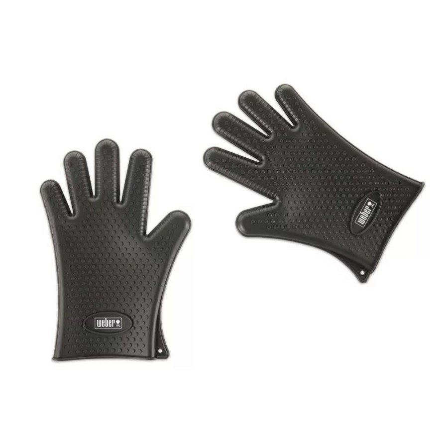 Grills & Outdoor Cooking * | Weber Grilling Apparel 2-Pack Black Silicone Grill Gloves