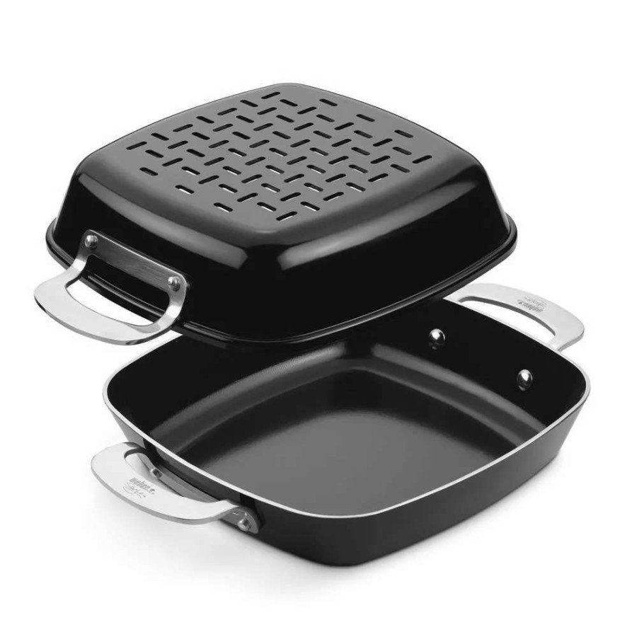 Grills & Outdoor Cooking * | Weber Grill Cookware Ceramic Non-Stick Grill Pan Set