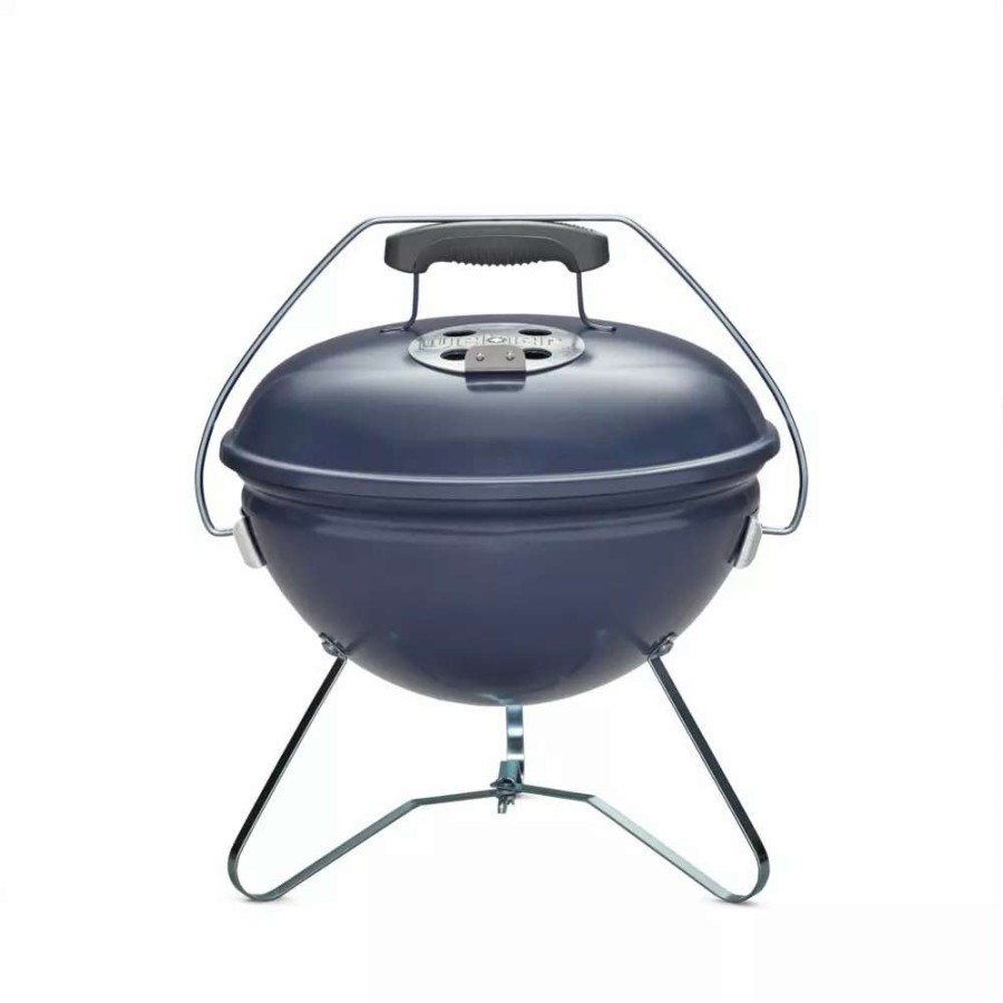 Grills & Outdoor Cooking * | Weber Charcoal Grills Smokey Joe 14-In W Slate Blue Kettle Charcoal Grill